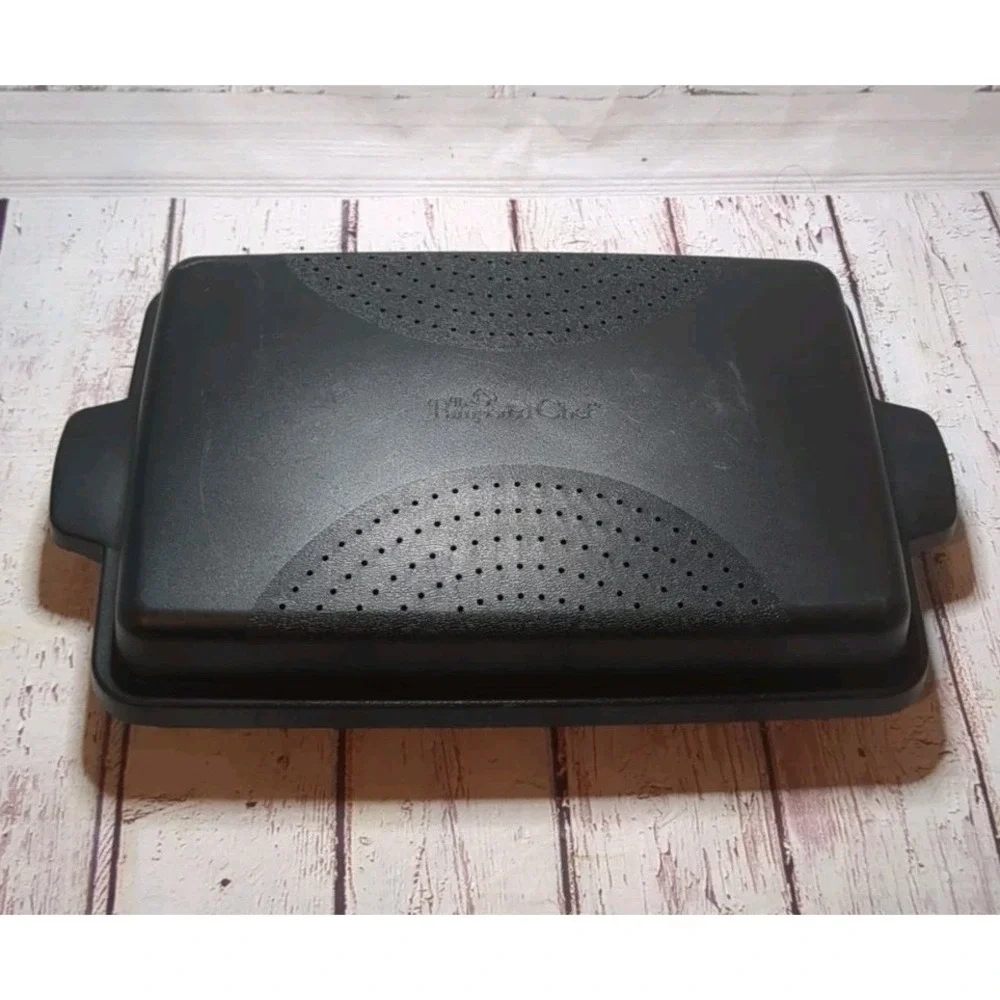 The Pampered Chef Black Shallow‎ Rectangle Microwave Cooker Bacon Steamer #1146